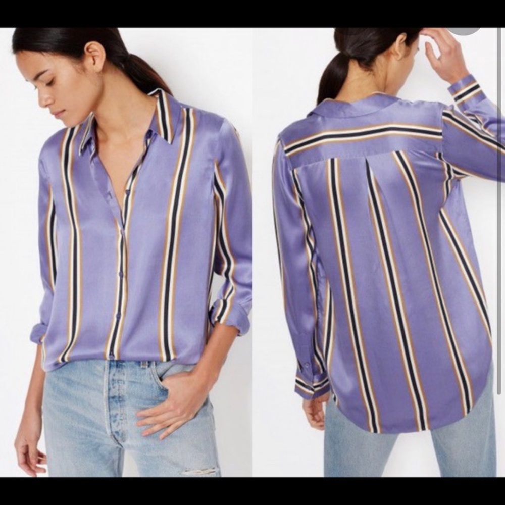 Equipment purple striped shirt